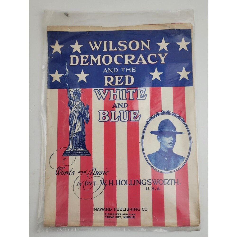 Antique 1918 WW1 Kansas City Missouri sheet  music ‘Wilson, Democracy’ #SM3